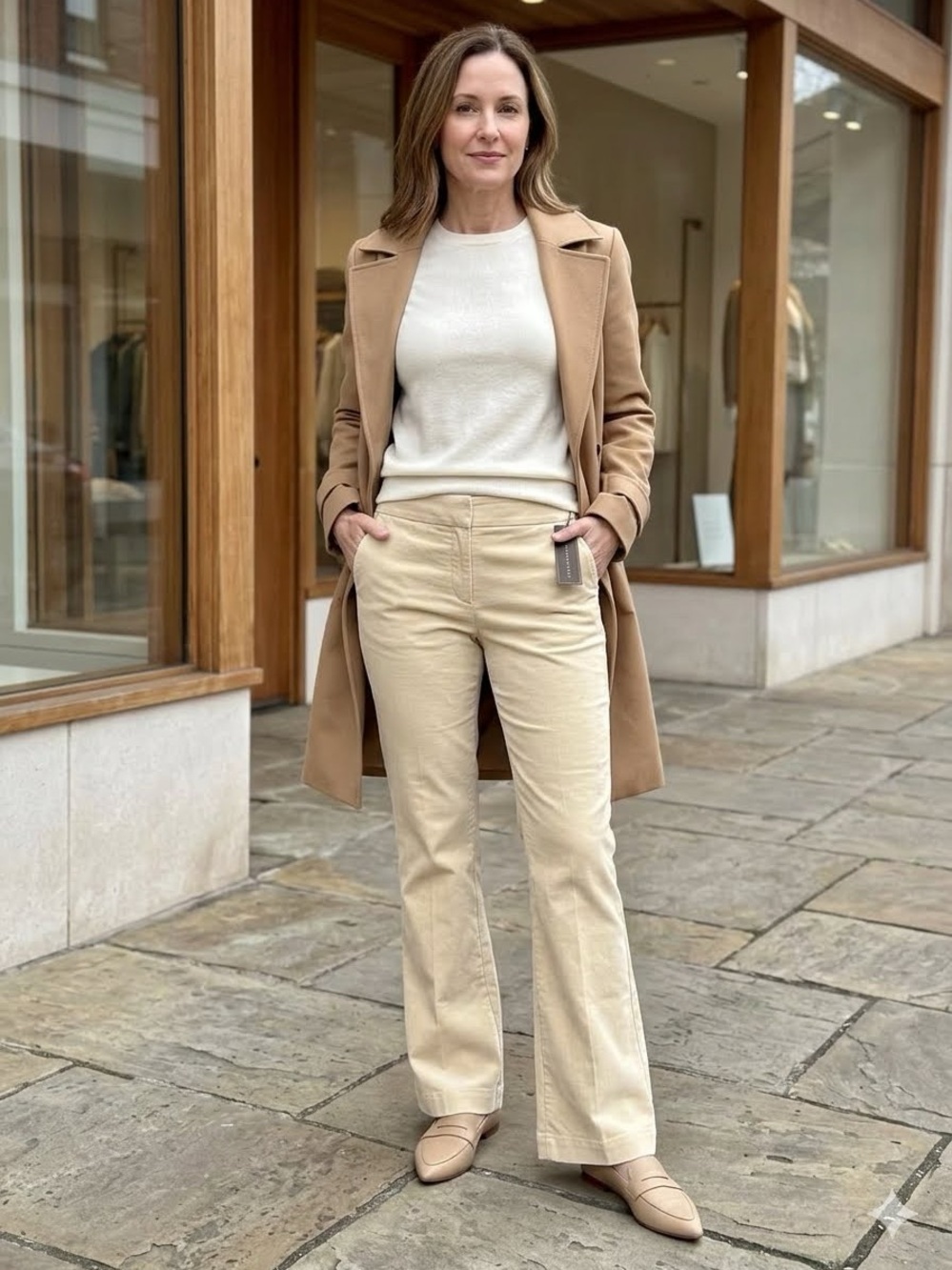 NWT Counterparts Womens Large Dress Pants Beige Khaki Pull On Comfort Stretch